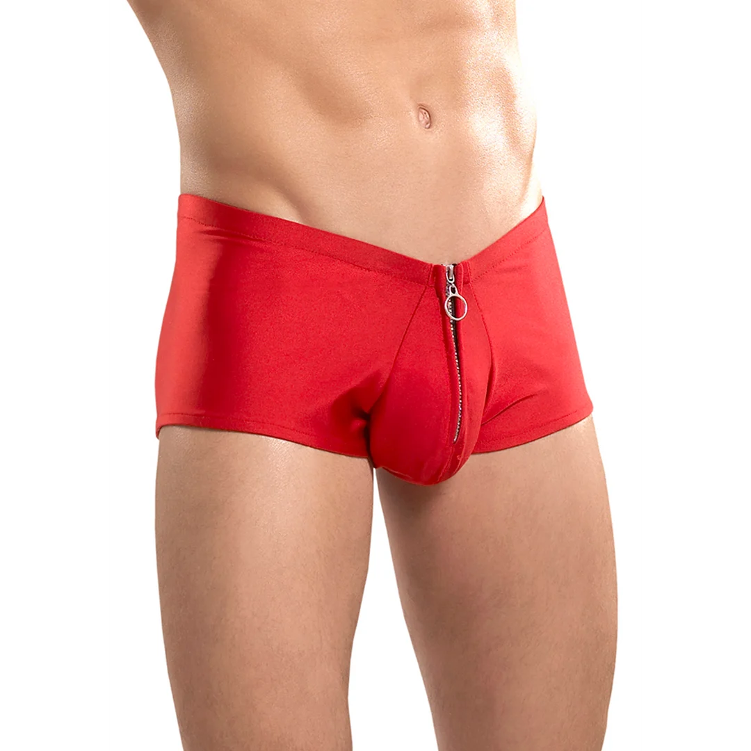 Male Power Shorts mit Reißverschluss und rotem Cockring – Bild 21