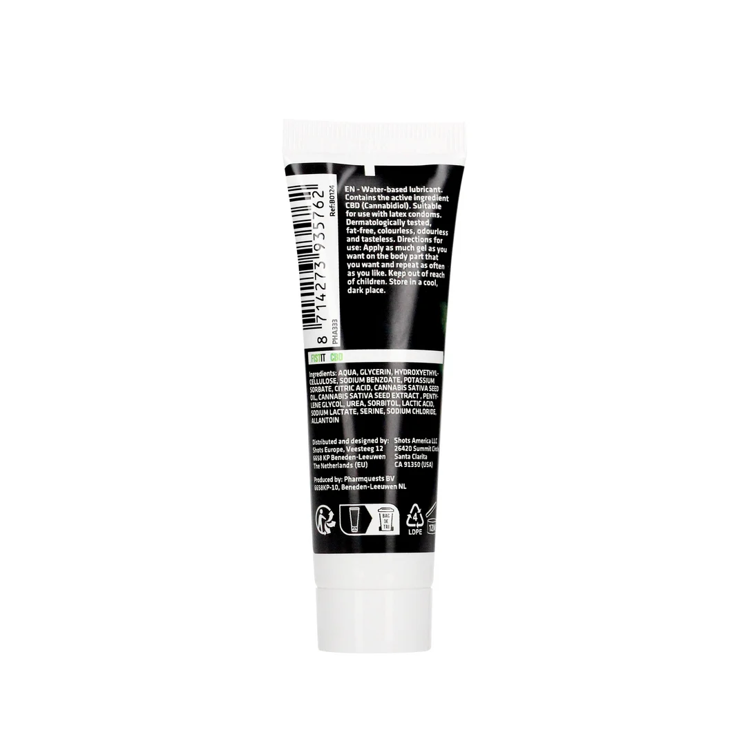 PHA333_1 Gleitgel auf Wasserbasis mit aktivem CBD (Cannabidiol), dermatologisch getestet, ohne Duftstoffe und geschmacksneutral, 25 ml, Fist It by Shots – Bild 1
