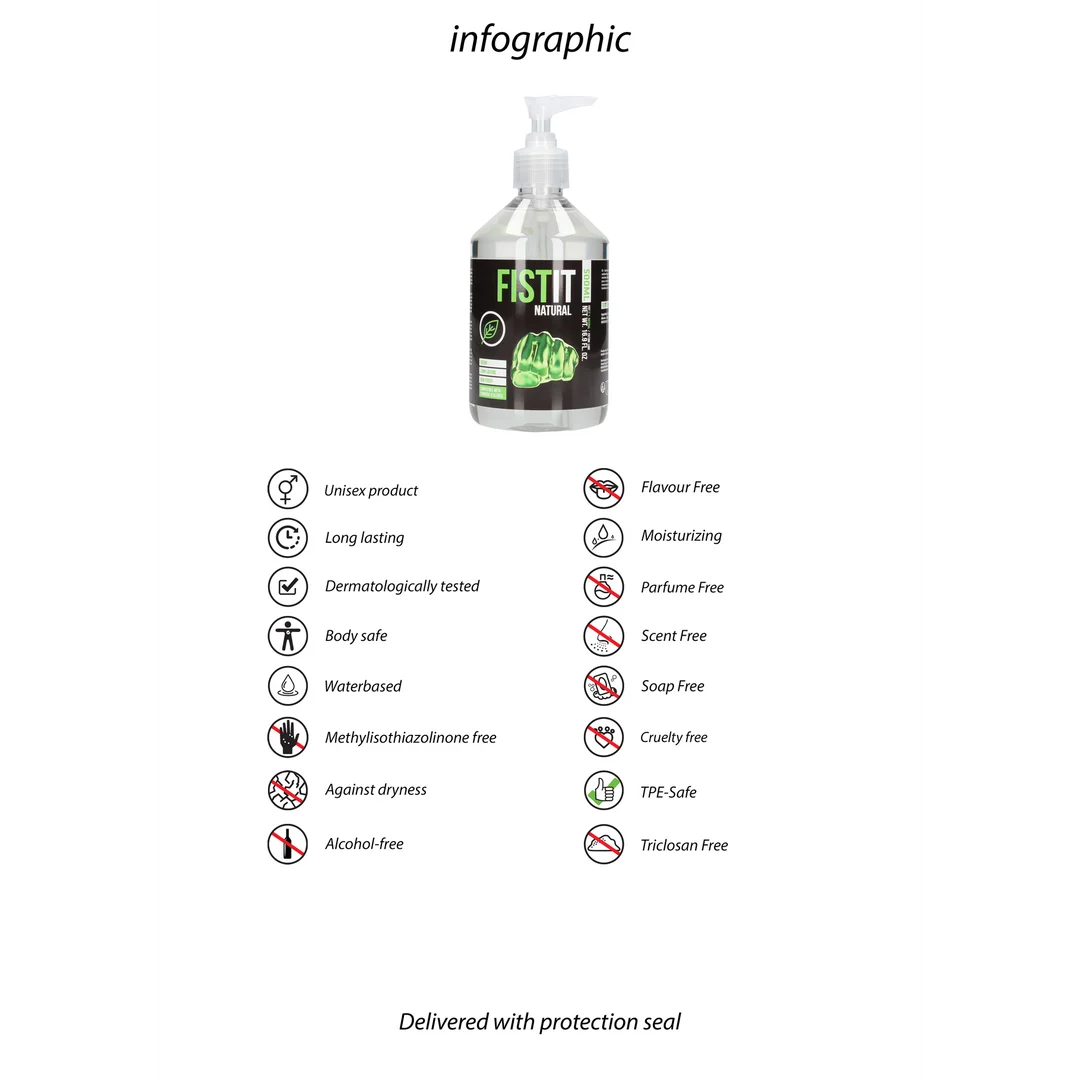 Gleitgel auf Wasserbasis – natürliche, vegane Formel – unparfümiert und geschmacksneutral – 500 ml – Fist It by Shots – Bild 2