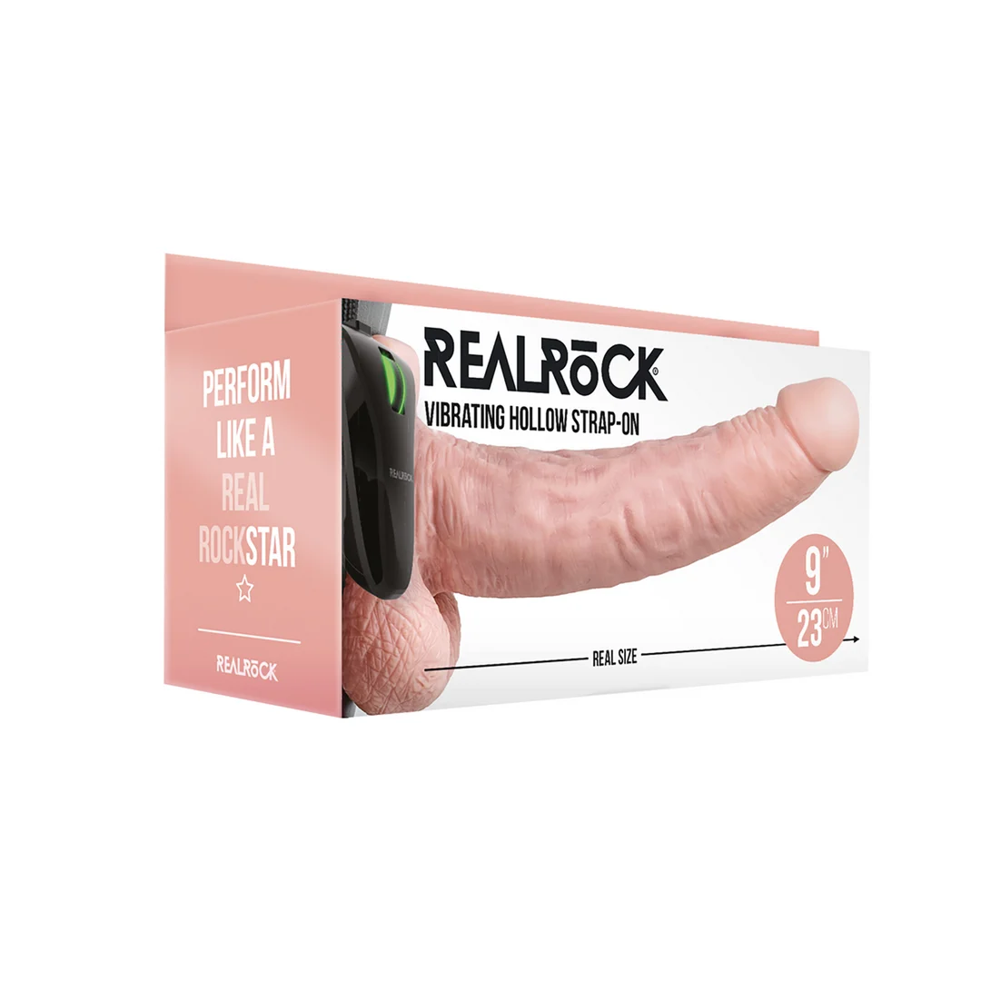RealRock Vibrerende Hollow Strap On met ballen