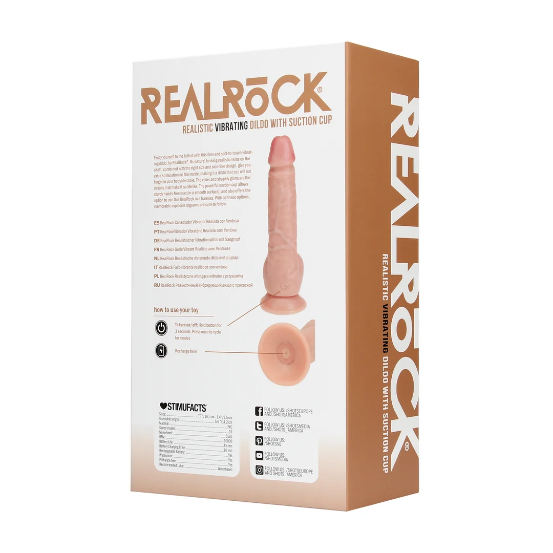 Realistischer Vibrator mit Saugnapf, harnesskompatibel – RealRock Flesh (18 cm) von RealRock by Shots – Bild 6