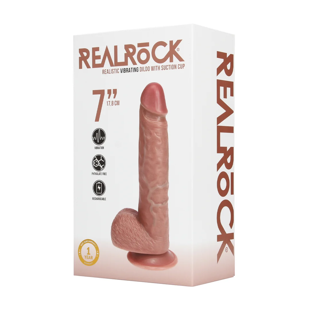 Realistischer Vibrator mit Saugnapf, harnesskompatibel – RealRock Flesh (18 cm) von RealRock by Shots – Bild 11