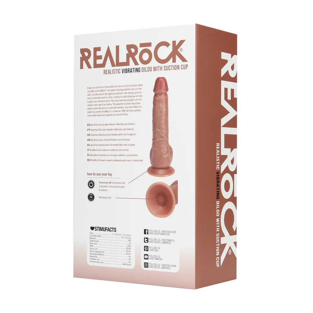 Realistischer Vibrator mit Saugnapf, harnesskompatibel – RealRock Flesh (18 cm) von RealRock by Shots – Bild 12