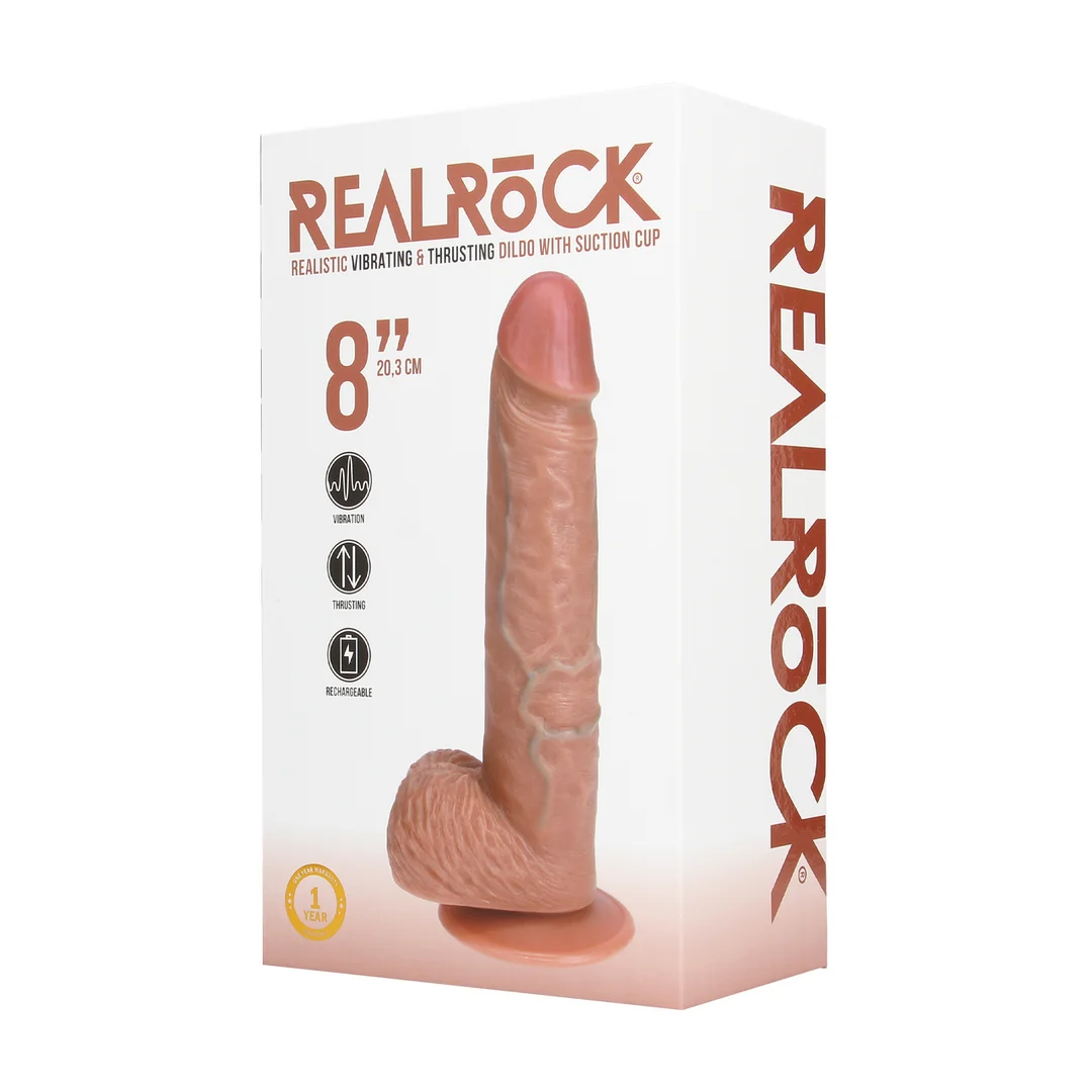 Realistischer Dildo mit Saugnapf und für Harness geeignet – RealRock, fleischfarben, RealRock by Shots – Bild 11