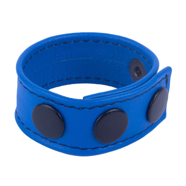 Red Leather Cocky verstellbarer Ledercockring blau