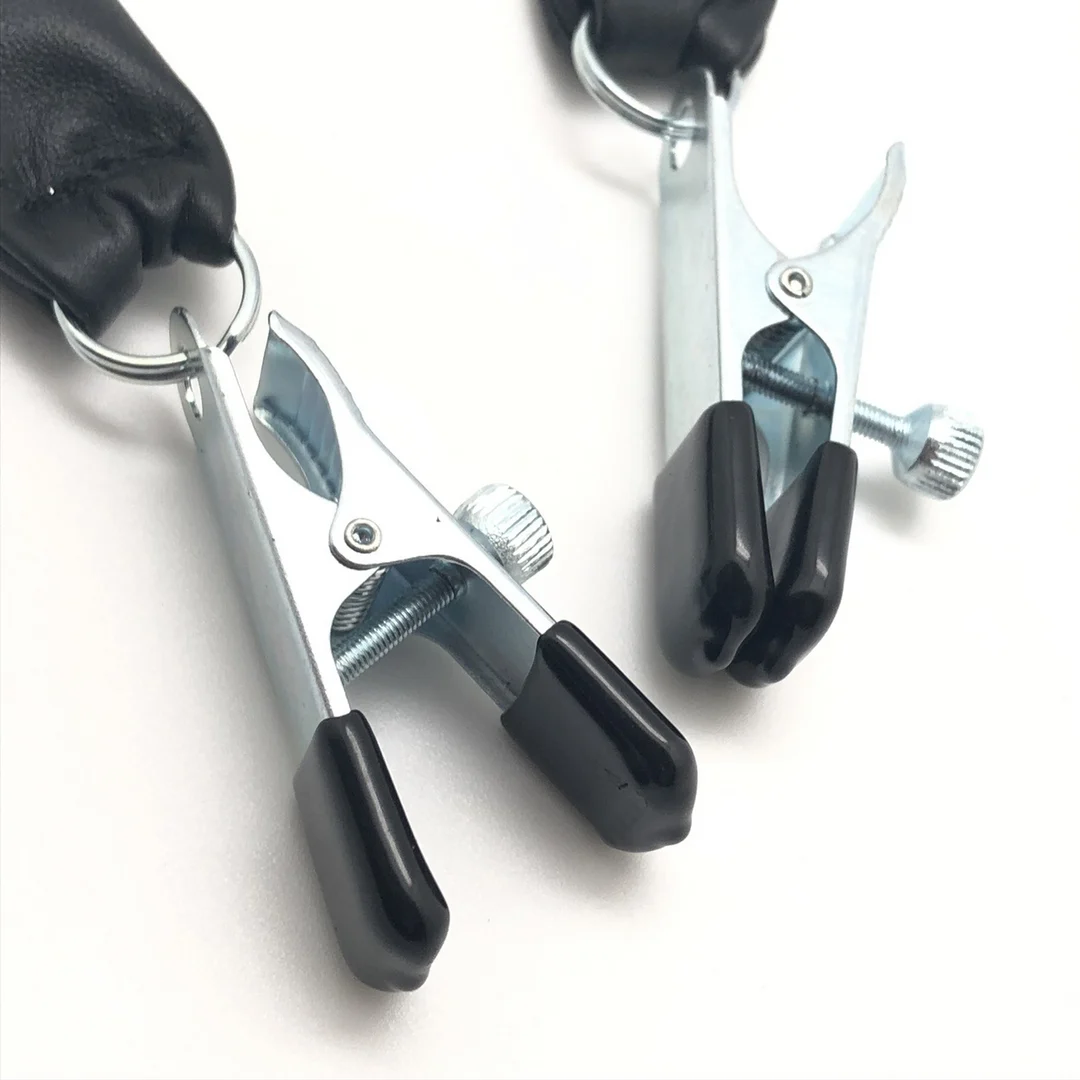 Brustklemme mit Ledergewicht, 2 x 80 g, schwarz und silber – Bild 2