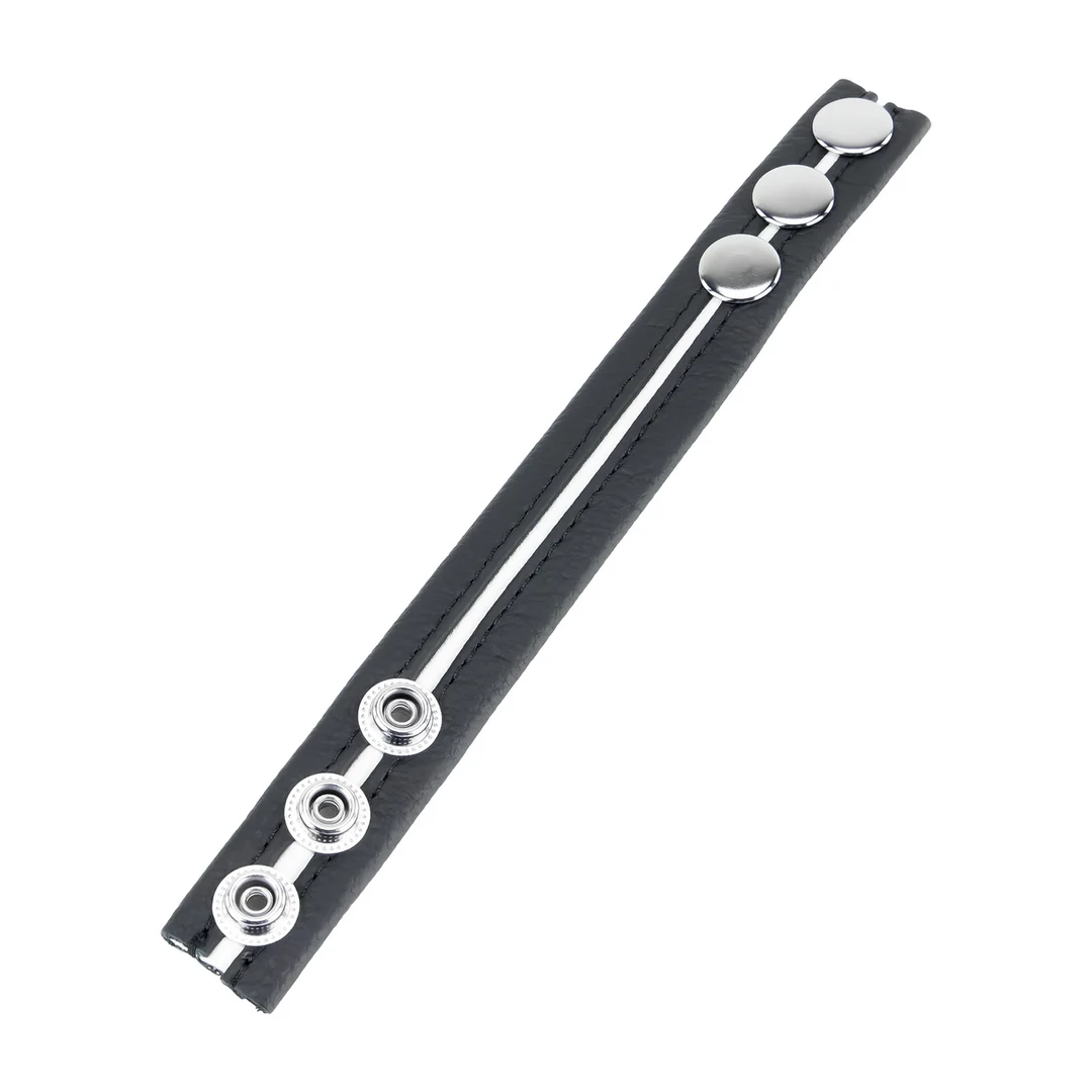 Verstellbarer Leder Cockring in Weiß – Bild 2