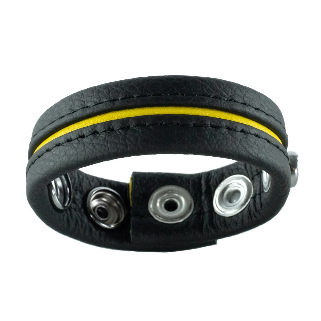 Verstellbarer Leder Cockring in Gelb – Bild 2