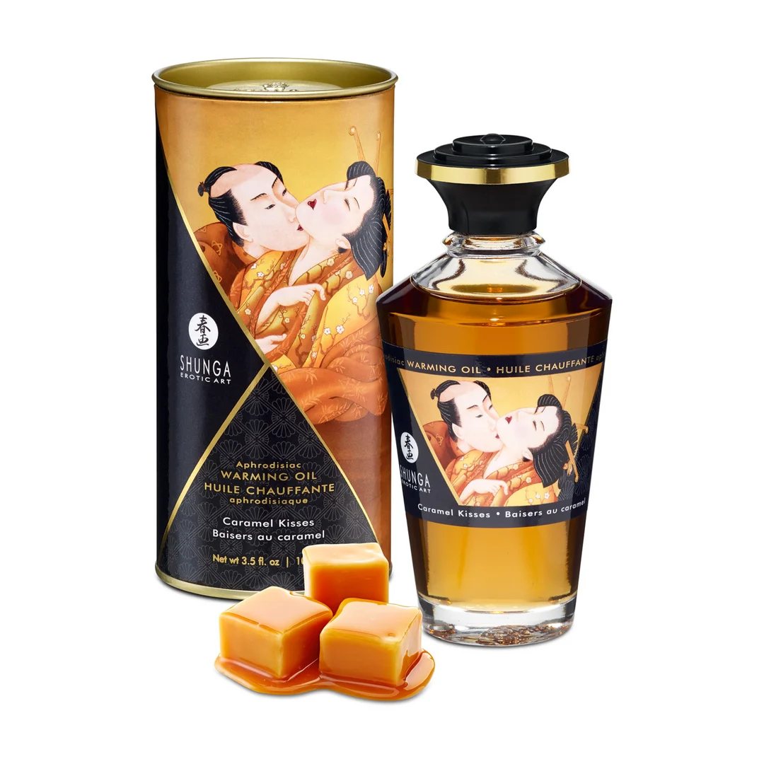 Shunga Aphrodisia Wärmeöl mit Karamellgeschmack, 100 ml – Bild 4