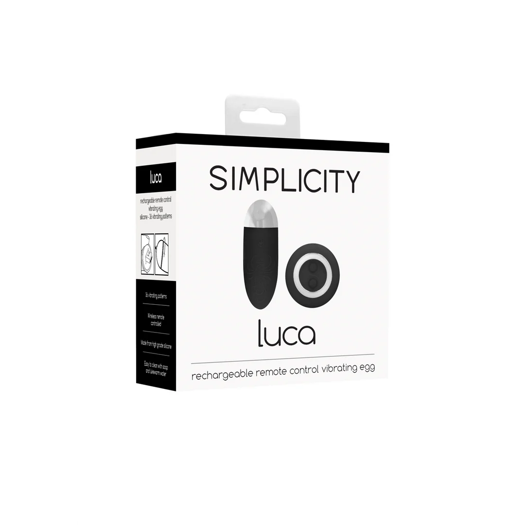 SIM075BLK_1_1 Simplicity by Shots Luca vibrierendes Ei mit Fernbedienung – Bild 1