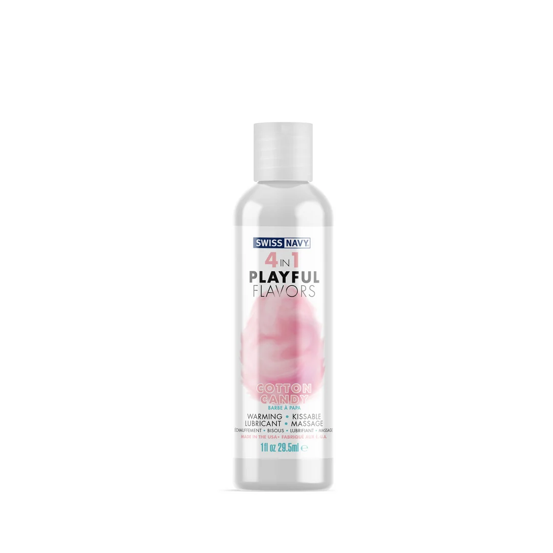 Aromatisiertes Gleitgel – 4 in 1 Playful Flavors, essbar und wärmend – Zuckerwatte – 29,5 ml – Swiss Navy – Bild 3