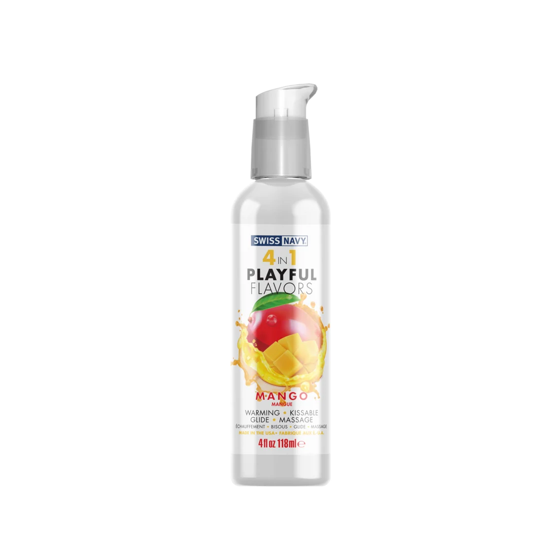 Aromatisiertes Gleitgel – 4 in 1 Playful Flavors, essbar und wärmend – Mango – Sachet mit 5 ml – Swiss Navy – Bild 7