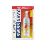 Aromatisiertes Gleitgel – 4 in 1 Playful Flavors, essbar und wärmend – Mango – Sachet mit 5 ml – Swiss Navy – Bild 2