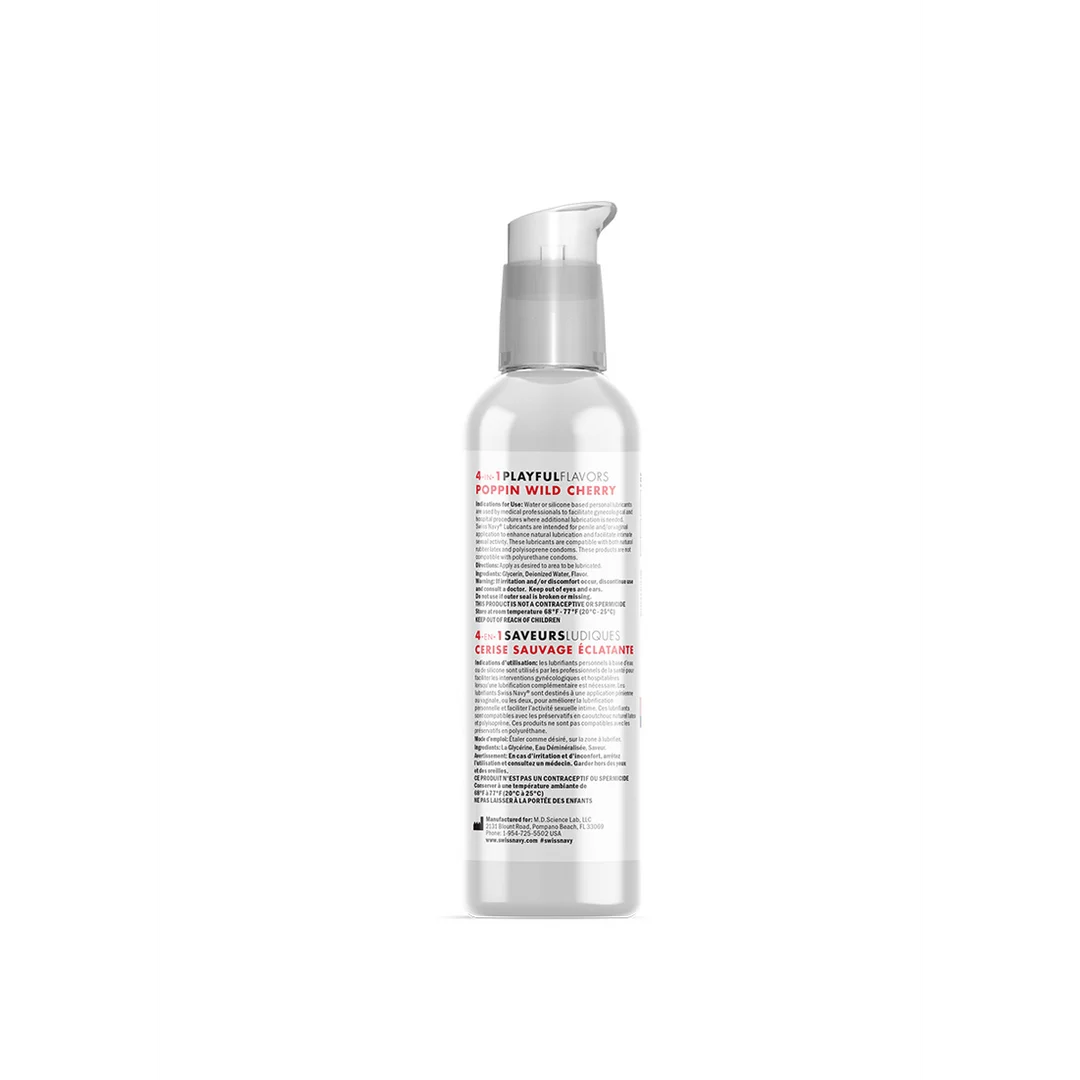 Aromatisiertes Gleitgel – 4 in 1 Playful Flavors - Lubricant with Poppin Wild Cherry Flavor – Kirsche – 29,5 ml – Swiss Navy – Bild 4