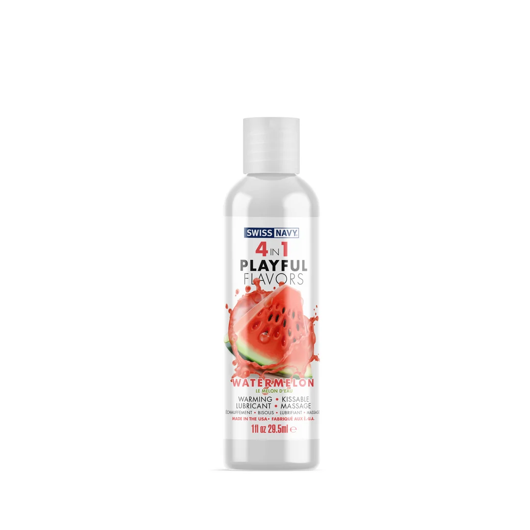Aromatisiertes Gleitgel – 4 in 1 Playful Flavors mit Wassermelonengeschmack – Wassermelone – 5 ml – Swiss Navy – Bild 3