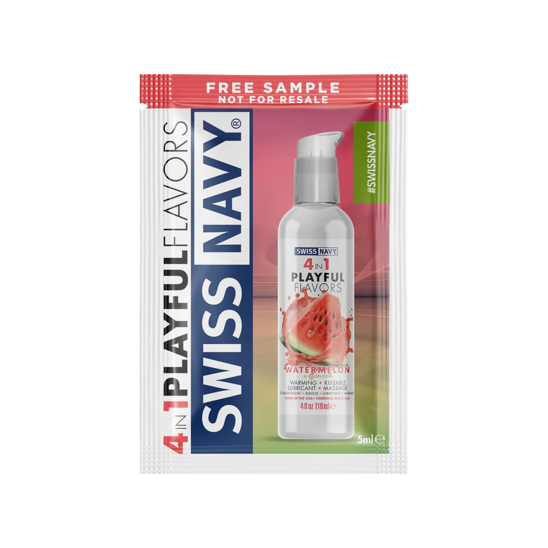 Aromatisiertes Gleitgel – 4 in 1 Playful Flavors mit Wassermelonengeschmack – Wassermelone – 5 ml – Swiss Navy – Bild 2