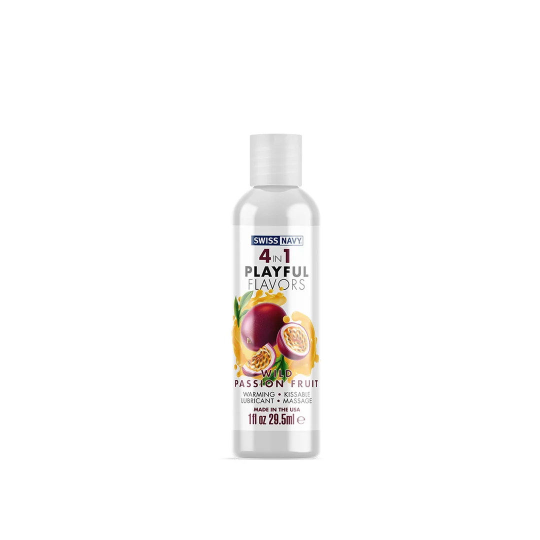 Gleitgel mit Geschmack – 4 in 1 Playful Flavors, essbar und wärmend – Maracuja – 29,5 ml – Swiss Navy – Bild 3