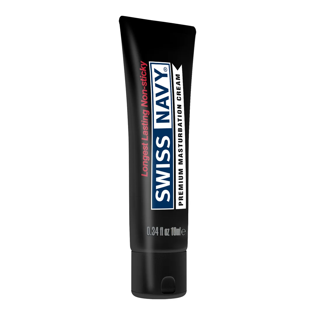 SNMAST10ML_1_2 Gleitmittel (neutral), beginnt dickflüssig und wird flüssig, ideal zur Masturbation, unparfümiert und geschmacksneutral, 10 ml, Swiss Navy – Bild 1