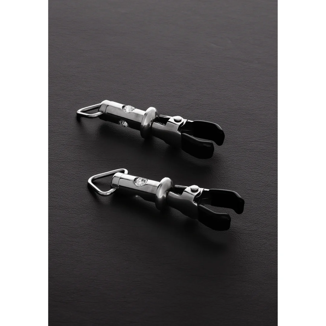 BDSM Nippelklemmen mit verstellbarem Druck – 2 Barrel Nippelklemmen mit 3 Edelsteinen – Bild 2