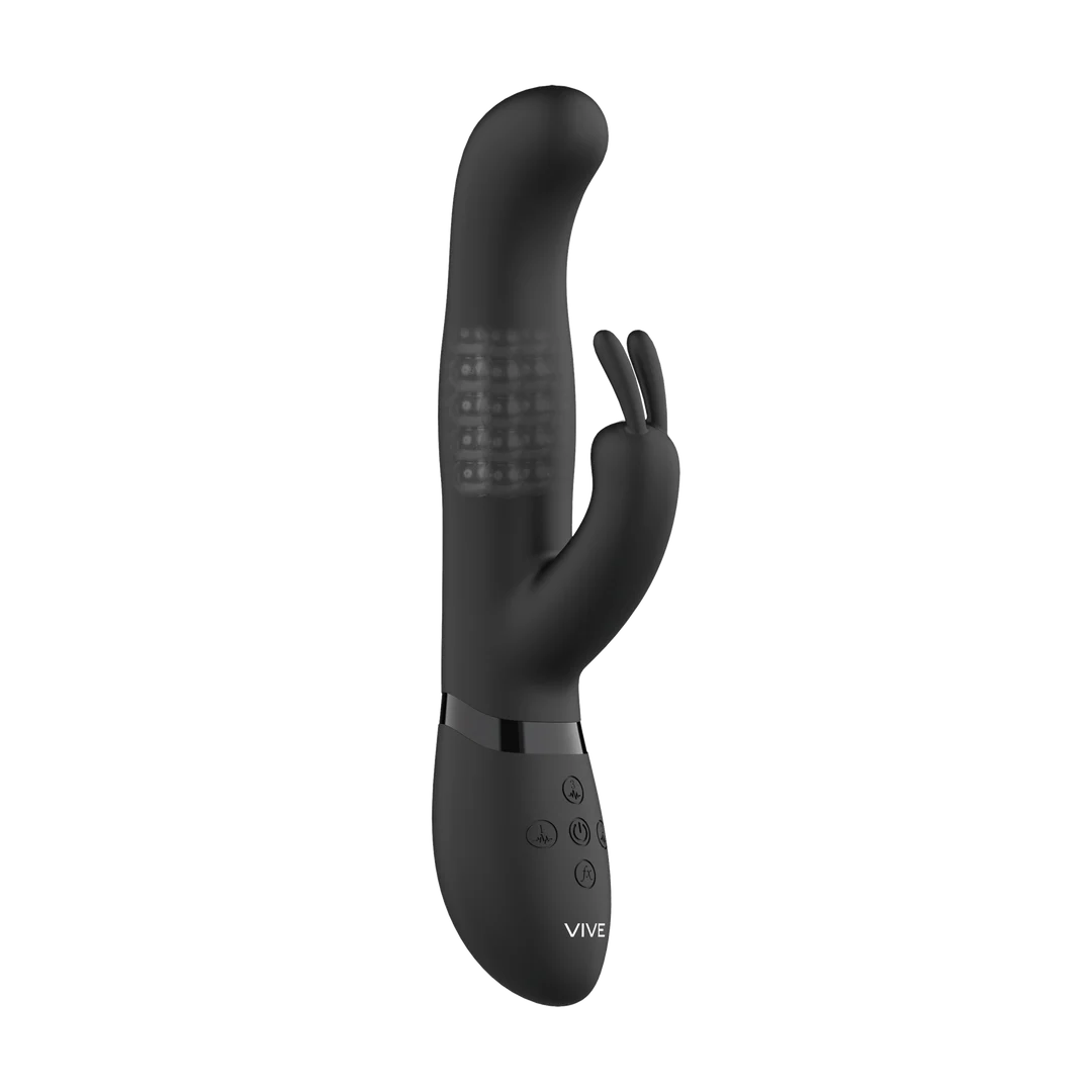 Rabbit Vibrator mit drehbaren Perlen und doppelter Stimulation – schwarz (Izara), VIVE by Shots – Bild 4