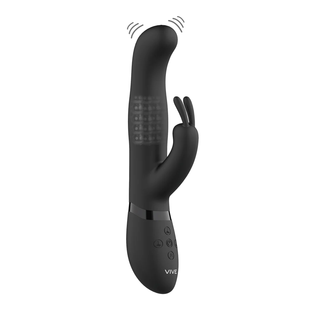 Rabbit Vibrator mit drehbaren Perlen und doppelter Stimulation – schwarz (Izara), VIVE by Shots – Bild 5