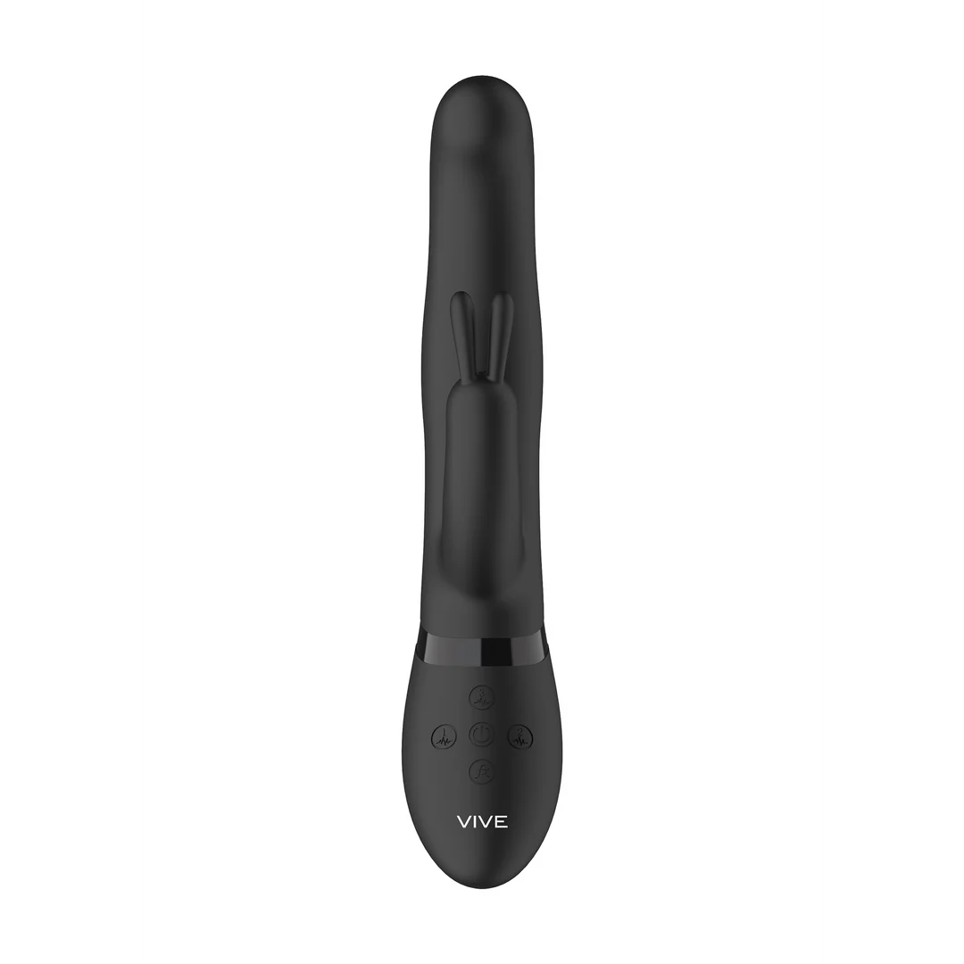 Rabbit Vibrator mit drehbaren Perlen und doppelter Stimulation – schwarz (Izara), VIVE by Shots – Bild 6