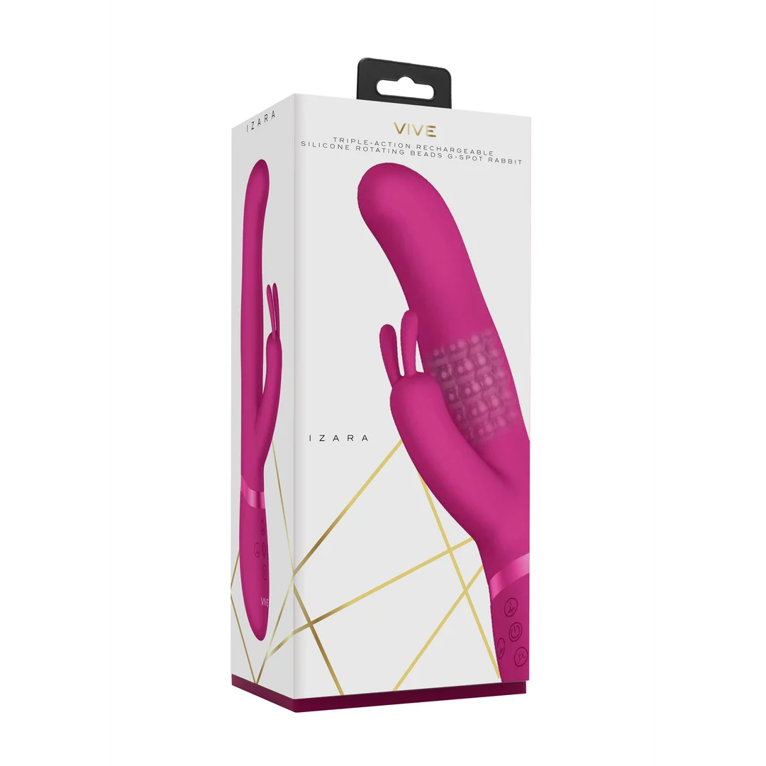 Rabbit Vibrator mit drehbaren Perlen und doppelter Stimulation – schwarz (Izara), VIVE by Shots – Bild 8