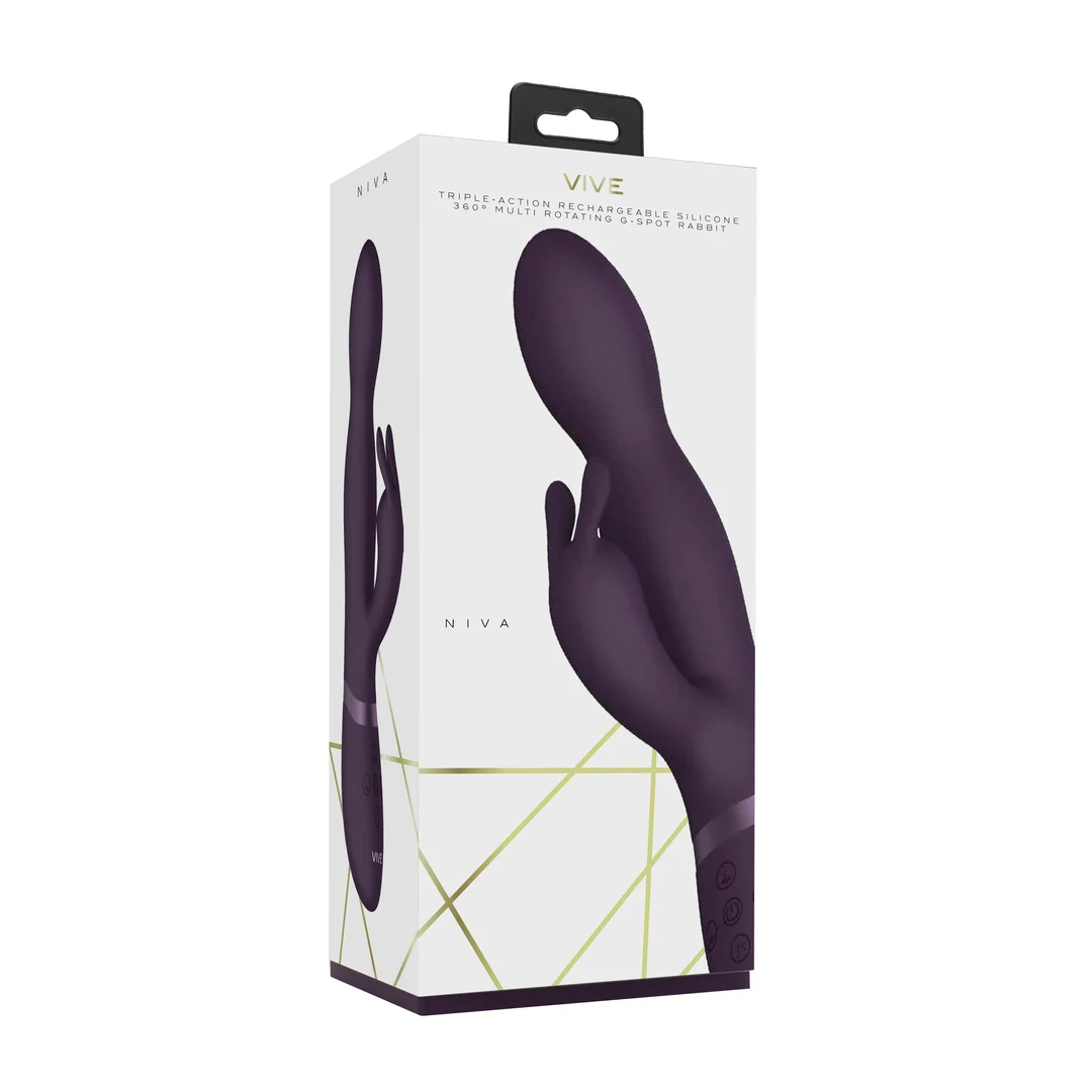 Rabbit Vibrator mit 360° rotierender G Punkt Spitze und 10 Einstellungen, VIVE by Shots, lila – Bild 2
