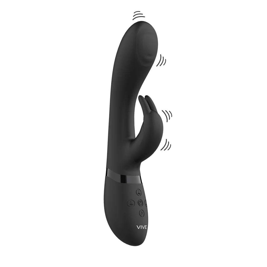 Rabbit Vibrator mit Pulswellen G Punkt Spitze und Klitorisvibrator, schwarz, VIVE by Shots – Bild 10