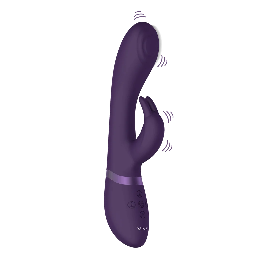 Rabbit Vibrator mit Pulswellen G Punkt Spitze und Klitorisvibrator, schwarz, VIVE by Shots – Bild 4