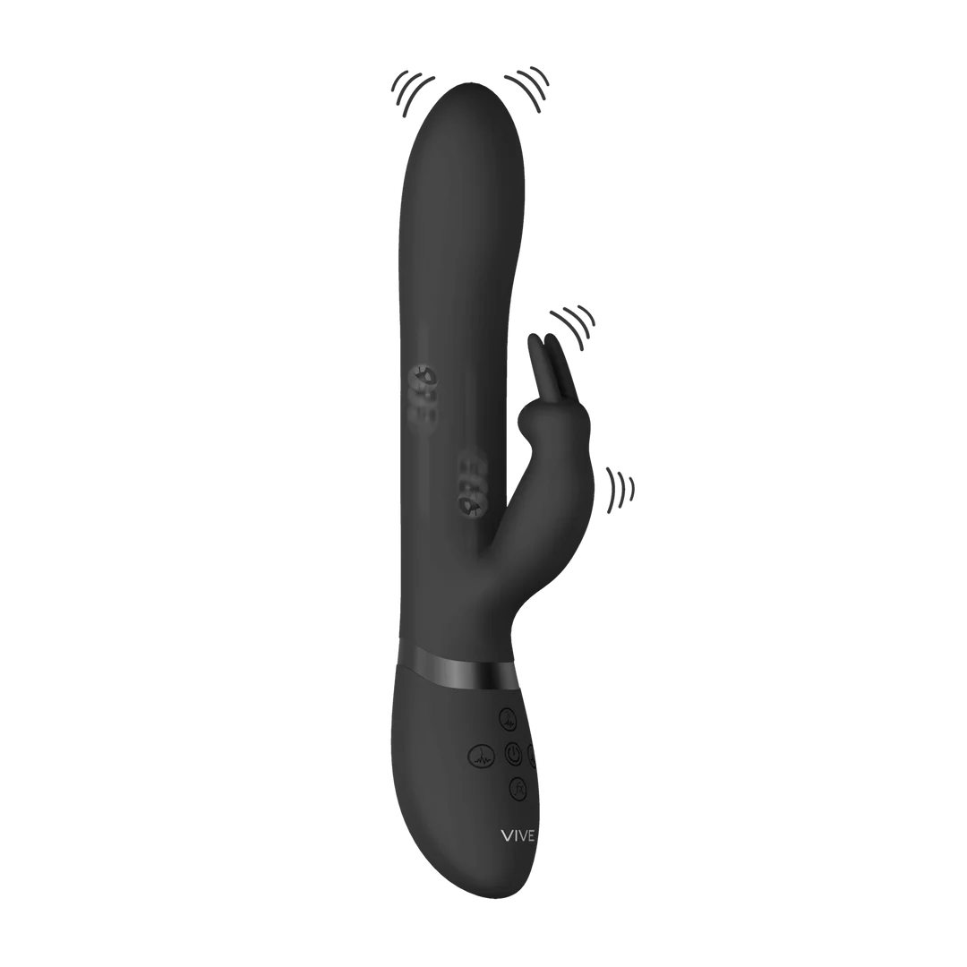 Rabbit Vibrator mit Perlenbewegung und 3 Motoren, VIVE by Shots, schwarz VIVE by Shots – Bild 4
