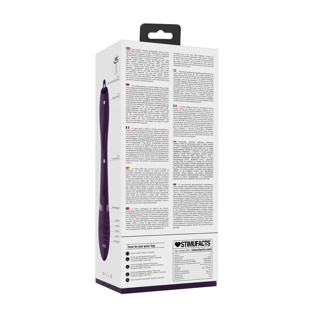 Rabbit Vibrator mit um 360° rotierender G Punkt Spitze und Klitorisstimulation, VIVE by Shots, lila VIVE by Shots – Bild 9