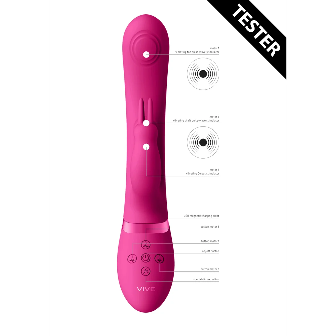 Rabbit Vibrator mit dualer Pulswelle und Höhepunkt Taste – VIVE by Shots, Rosa, VIVE by Shots – Bild 4