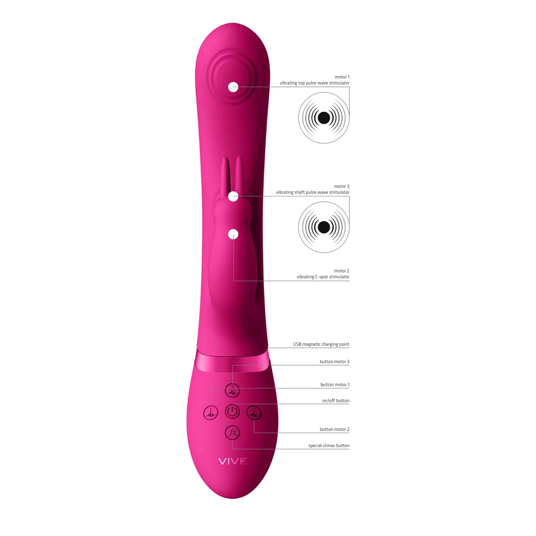 Rabbit Vibrator mit dualer Pulswelle und Höhepunkt Taste – VIVE by Shots, Rosa, VIVE by Shots – Bild 10