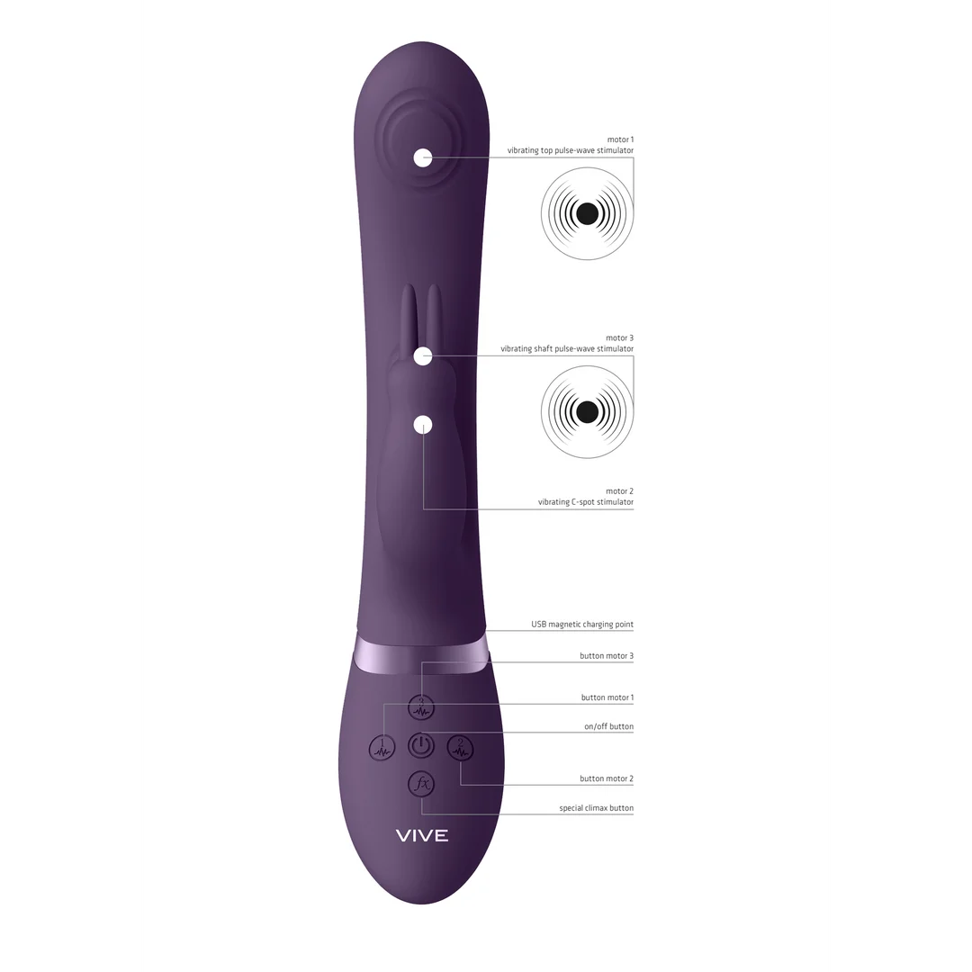 Rabbit Vibrator mit dualer Pulswelle und Höhepunkt Taste – VIVE by Shots, Rosa, VIVE by Shots – Bild 16