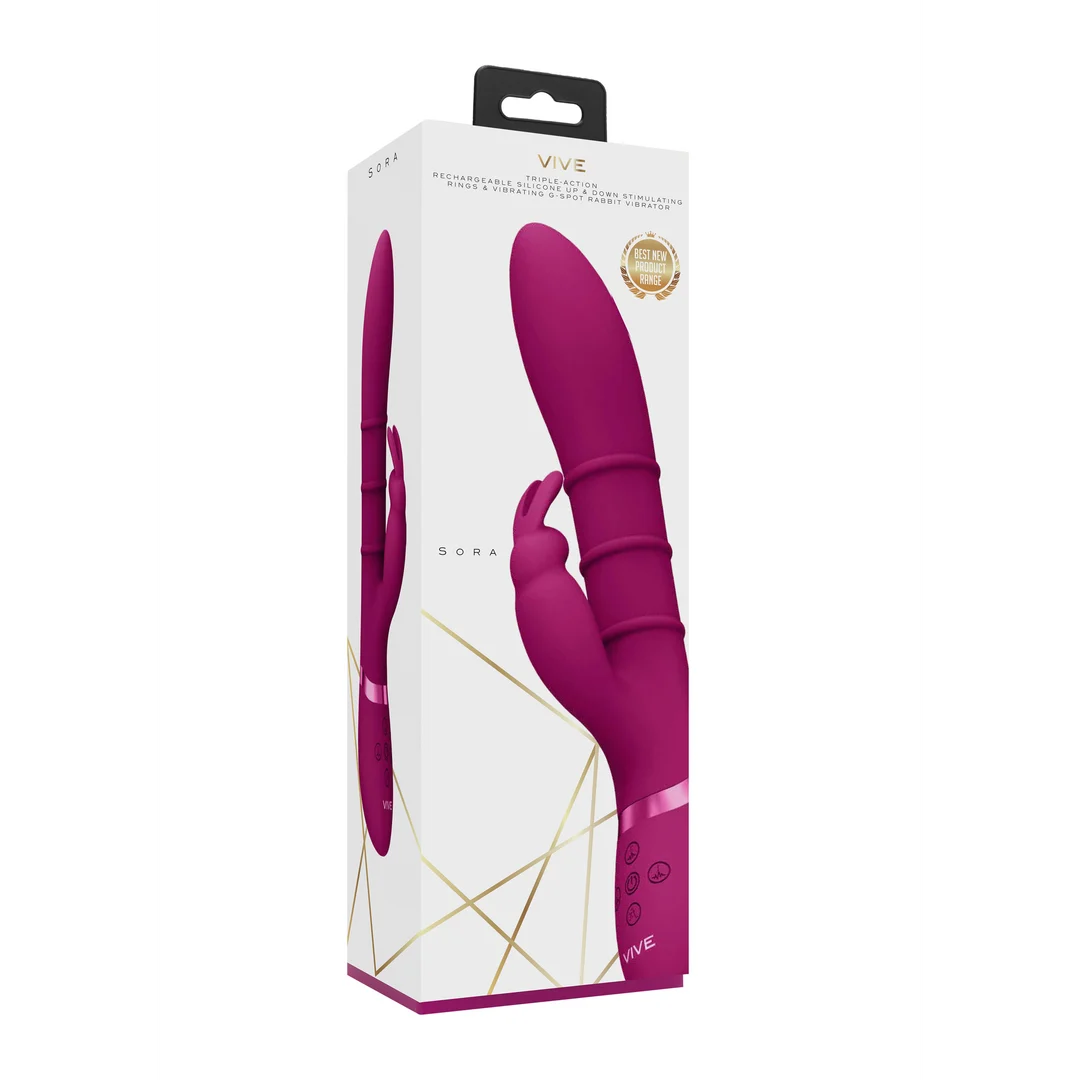 Rabbit Vibrator mit auf und ab beweglichen Ringen – VIVE lila VIVE by Shots – Bild 2