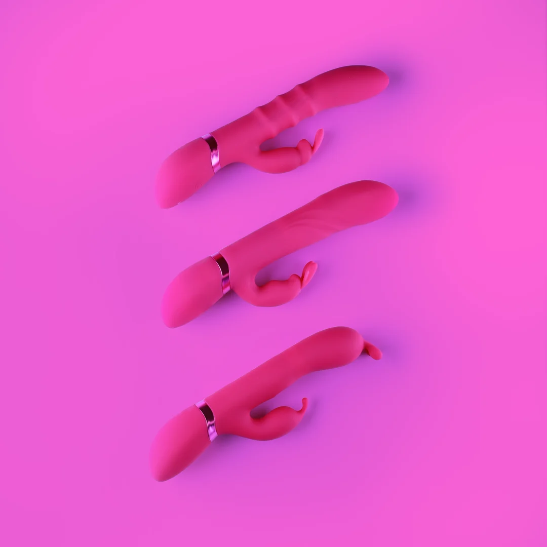 Rabbit Vibrator mit auf und ab beweglichen Ringen – VIVE lila VIVE by Shots – Bild 7