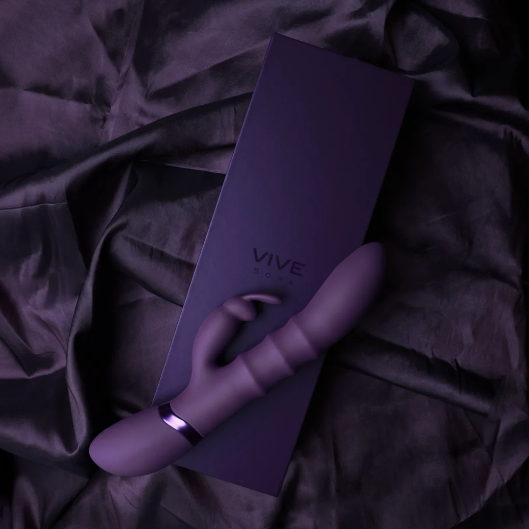 Rabbit Vibrator mit auf und ab beweglichen Ringen – VIVE lila VIVE by Shots – Bild 12