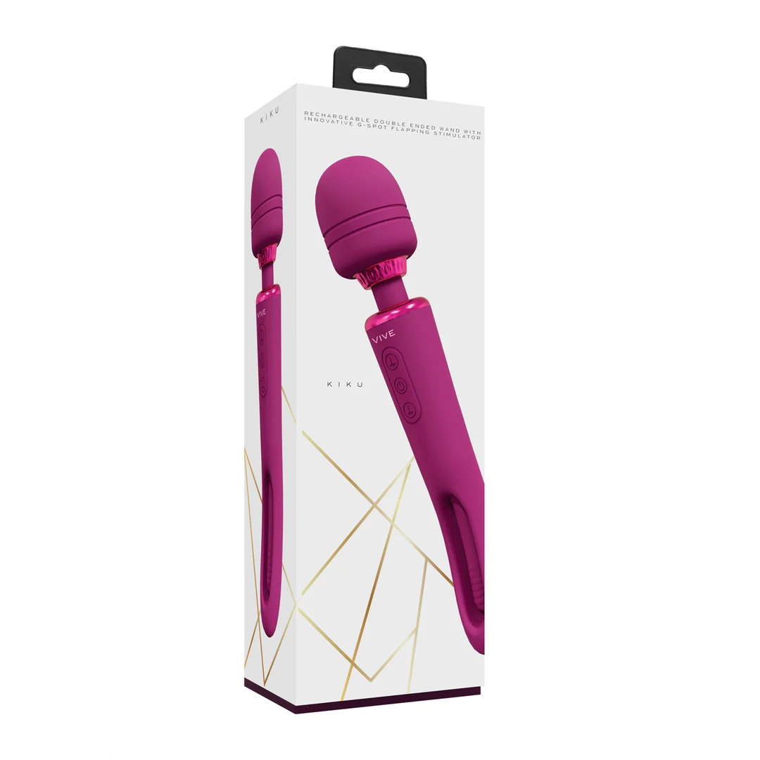 Wand Vibrator mit zwei Enden, flatternder Zunge und zwei Motoren, VIVE, lila VIVE by Shots – Bild 2