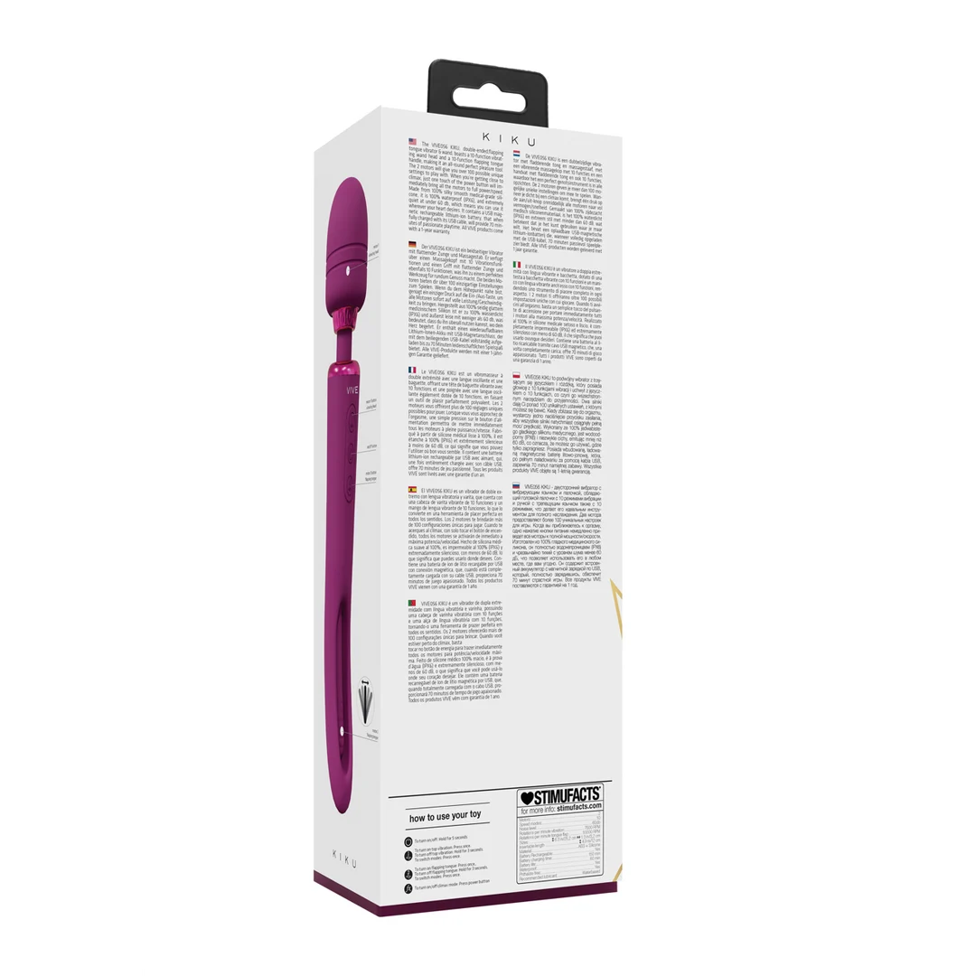 Wand Vibrator mit zwei Enden, flatternder Zunge und zwei Motoren, VIVE, lila VIVE by Shots – Bild 3