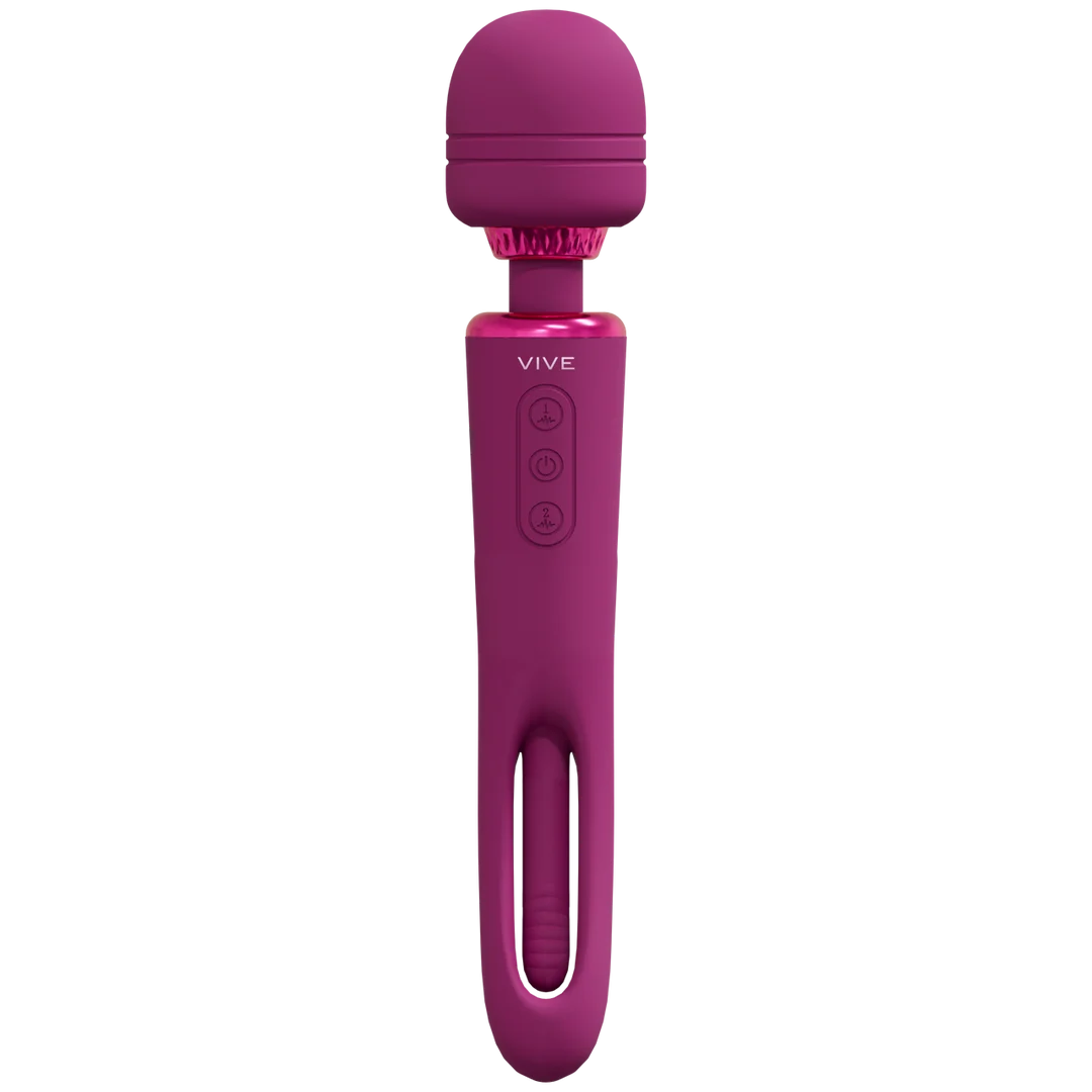 Wand Vibrator mit zwei Enden, flatternder Zunge und zwei Motoren, VIVE, lila VIVE by Shots – Bild 6