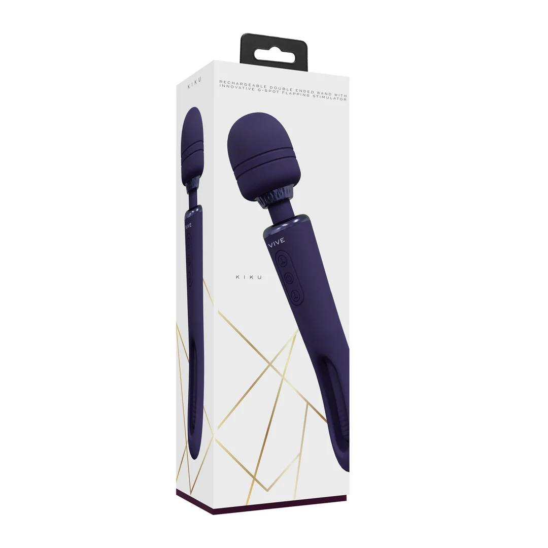 Wand Vibrator mit zwei Enden, flatternder Zunge und zwei Motoren, VIVE, lila VIVE by Shots – Bild 7
