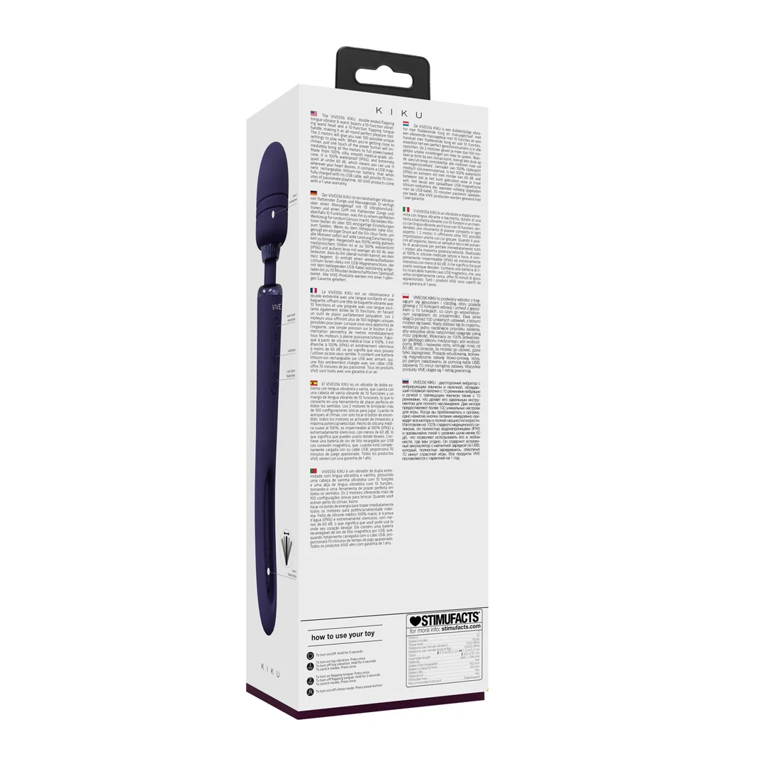 Wand Vibrator mit zwei Enden, flatternder Zunge und zwei Motoren, VIVE, lila VIVE by Shots – Bild 8