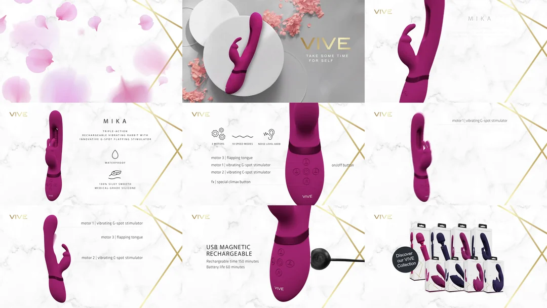 Rabbit Vibrator – Triple Motor mit G Punkt Flapper – VIVE, Rosa, VIVE by Shots – Bild 6