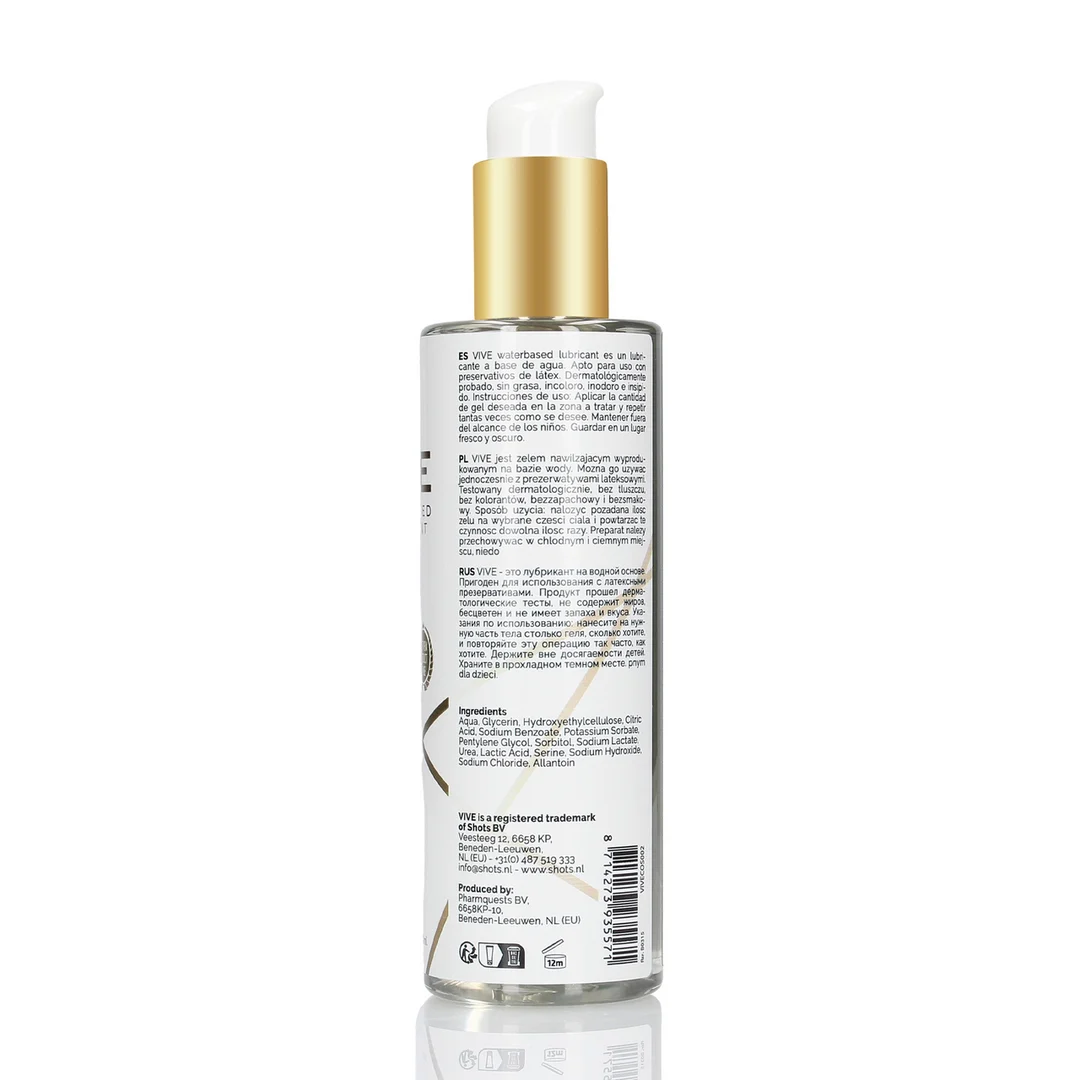 Gleitgel auf Wasserbasis – dermatologisch getestet und fettfrei – unparfümiert, geschmacksneutral – 200 ml – VIVE by Shots – Bild 1